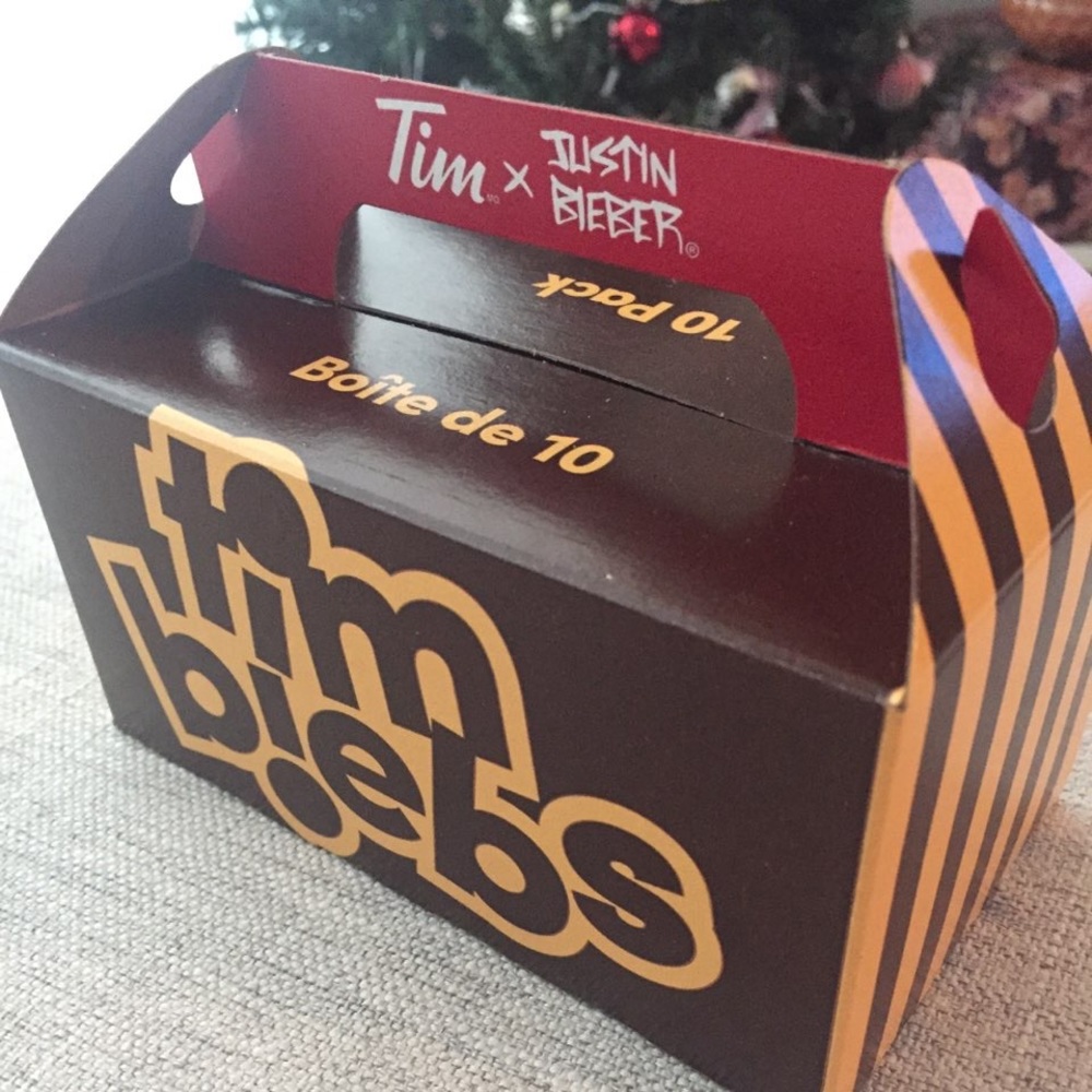 Tim Biebs box from Tim Hortons